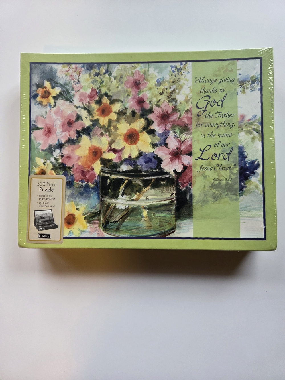 Floral Vase 500-Piece Puzzle with Scripture Art